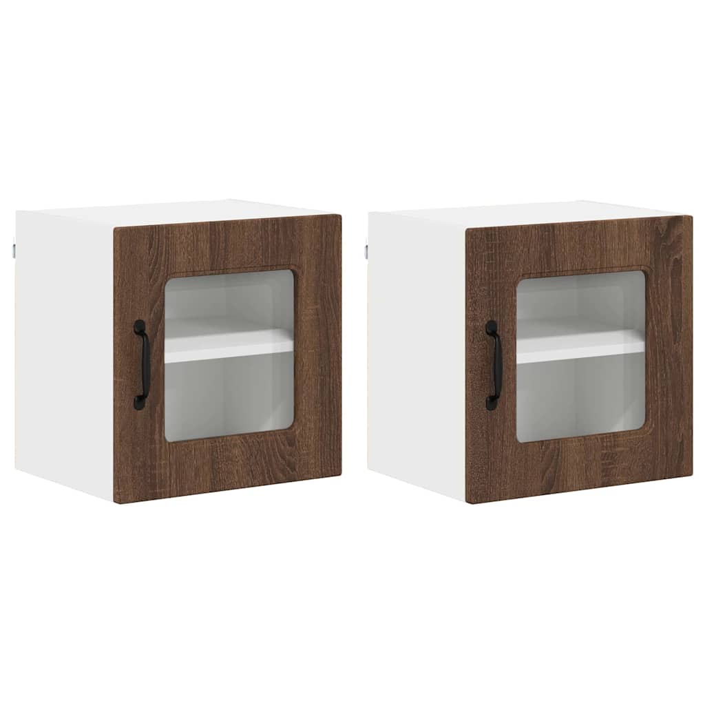 Kitchen Wall Cabinet with Shelf 2 pcs Brown Oak 40 x 31 x 40 cm